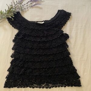 Adrienne Bui Crochet Ruffled Blouse